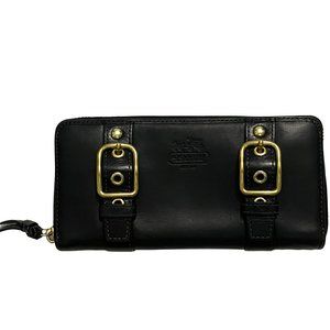 Coach Zoe Black Leather Accordion Wallet